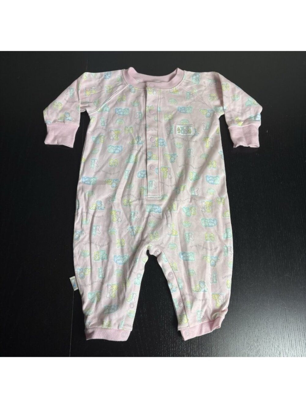 Vintage 90s MCBABY Baby Girl 6-9M Noah's Ark Animals Pink One-Piece Romper
